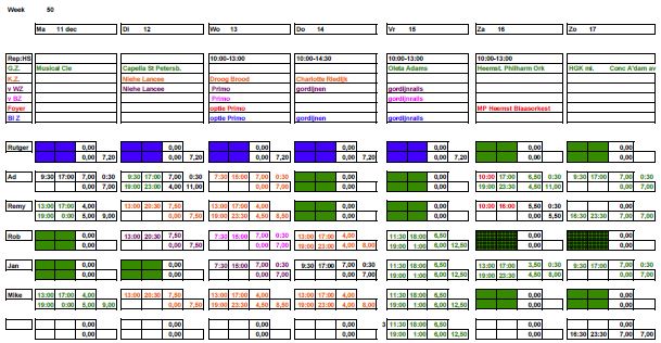 Schedule in Excel