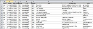 Event scheduling in Excel Event scheduling in Excel