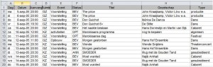 Event scheduling in Excel