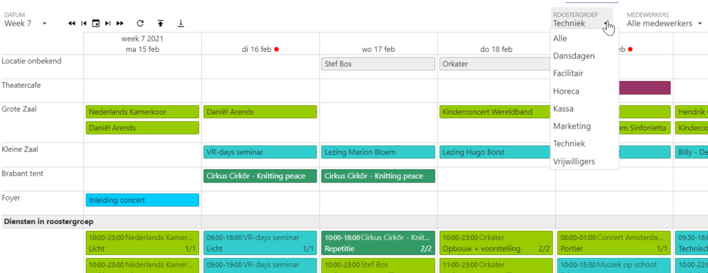 Rooster per roostergroep