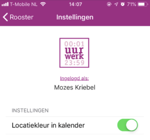 Uurwerk Online Locatiekleur in kalender